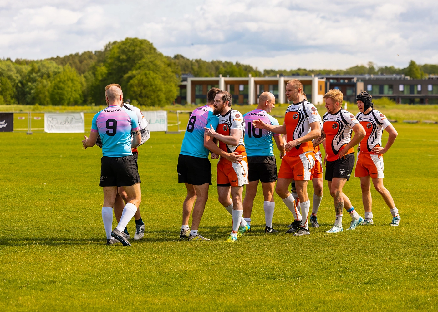 Rugby players standing together